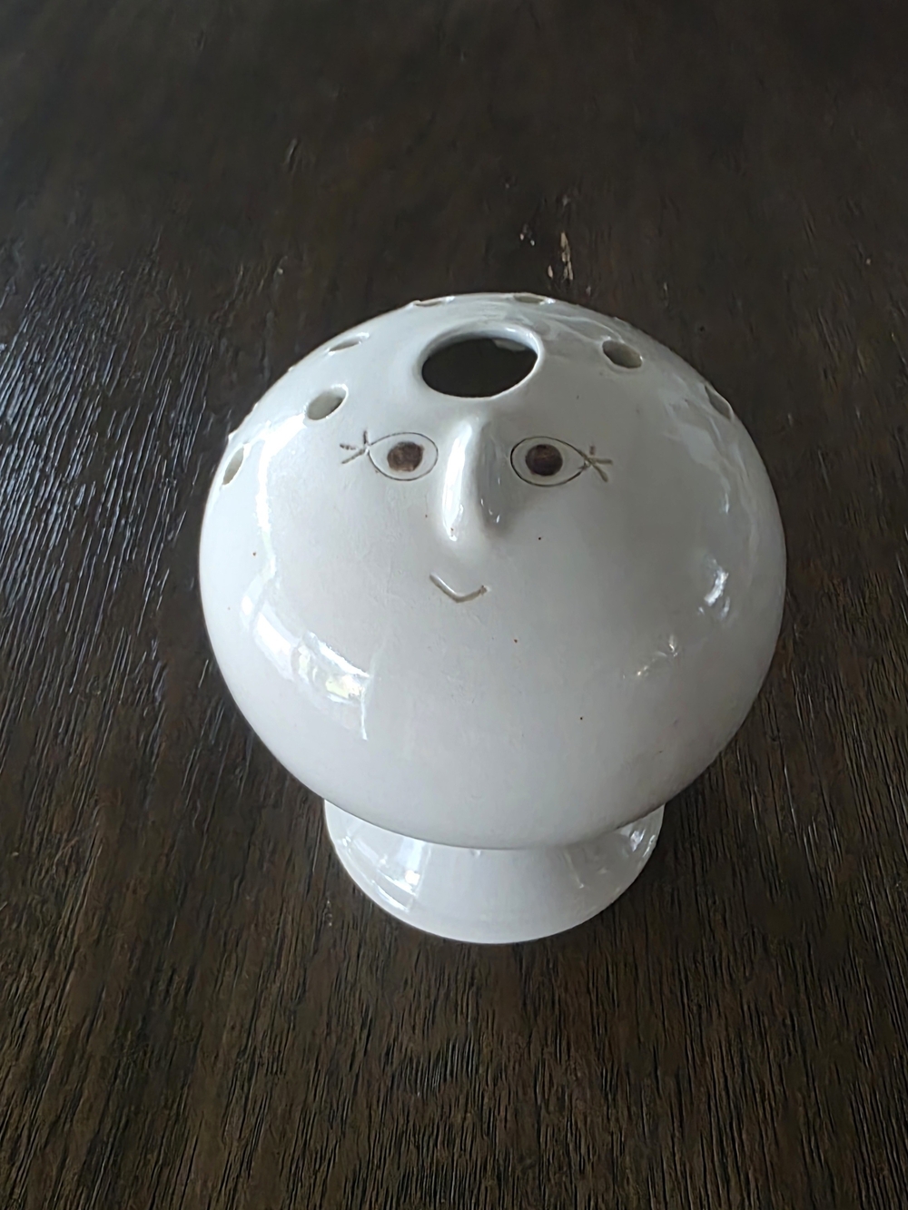 Ann Testa White Porcelain Head Vase Flower Frog